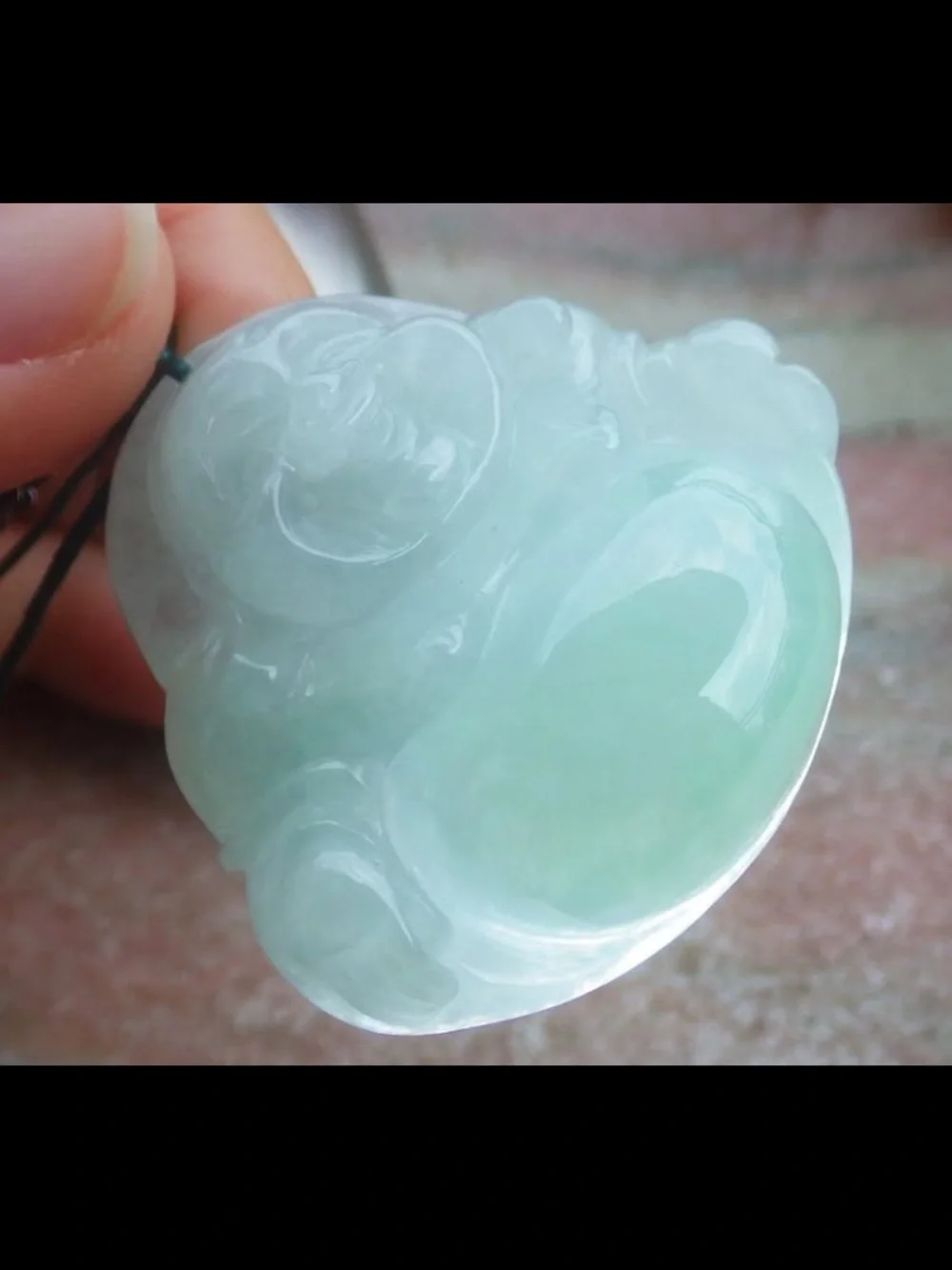 Certificate jadeite jade laughing Buddha god pendant white green joy luck wealth
